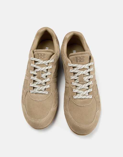 Pull&Bear – Sneaker aus Spaltleder in Braun
