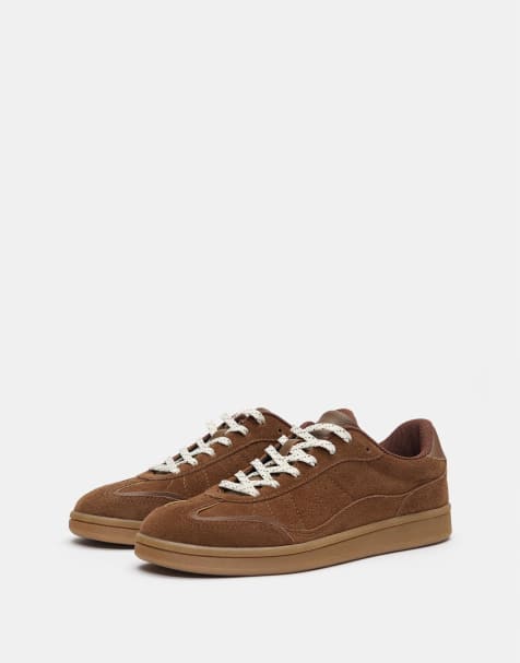Pull&Bear – Sneaker aus Spaltleder in Braun - view 1
