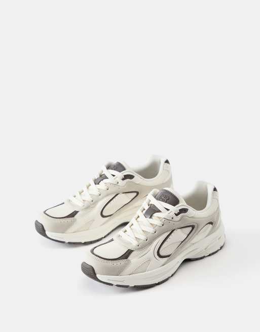 Pull&Bear – Sneaker in Ecru mit mehreren Einsätzen, 2 von 4