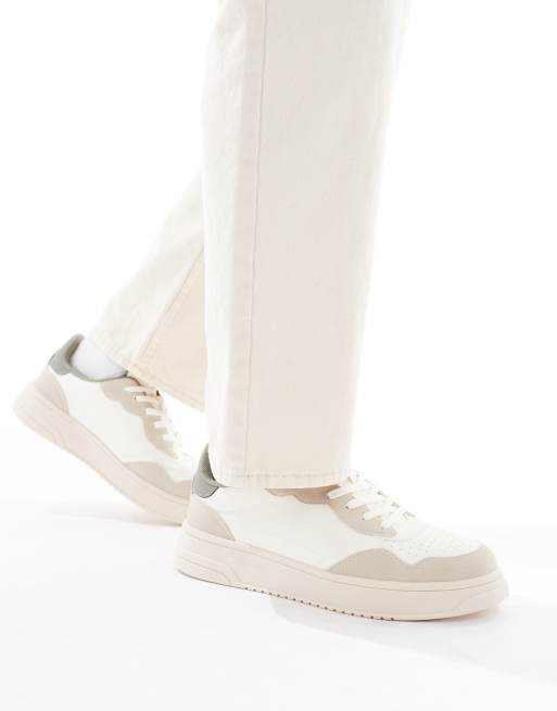 Pull&Bear – Sneaker mit Blockfarben-Design in Weiß und Ecru, 5 von 5