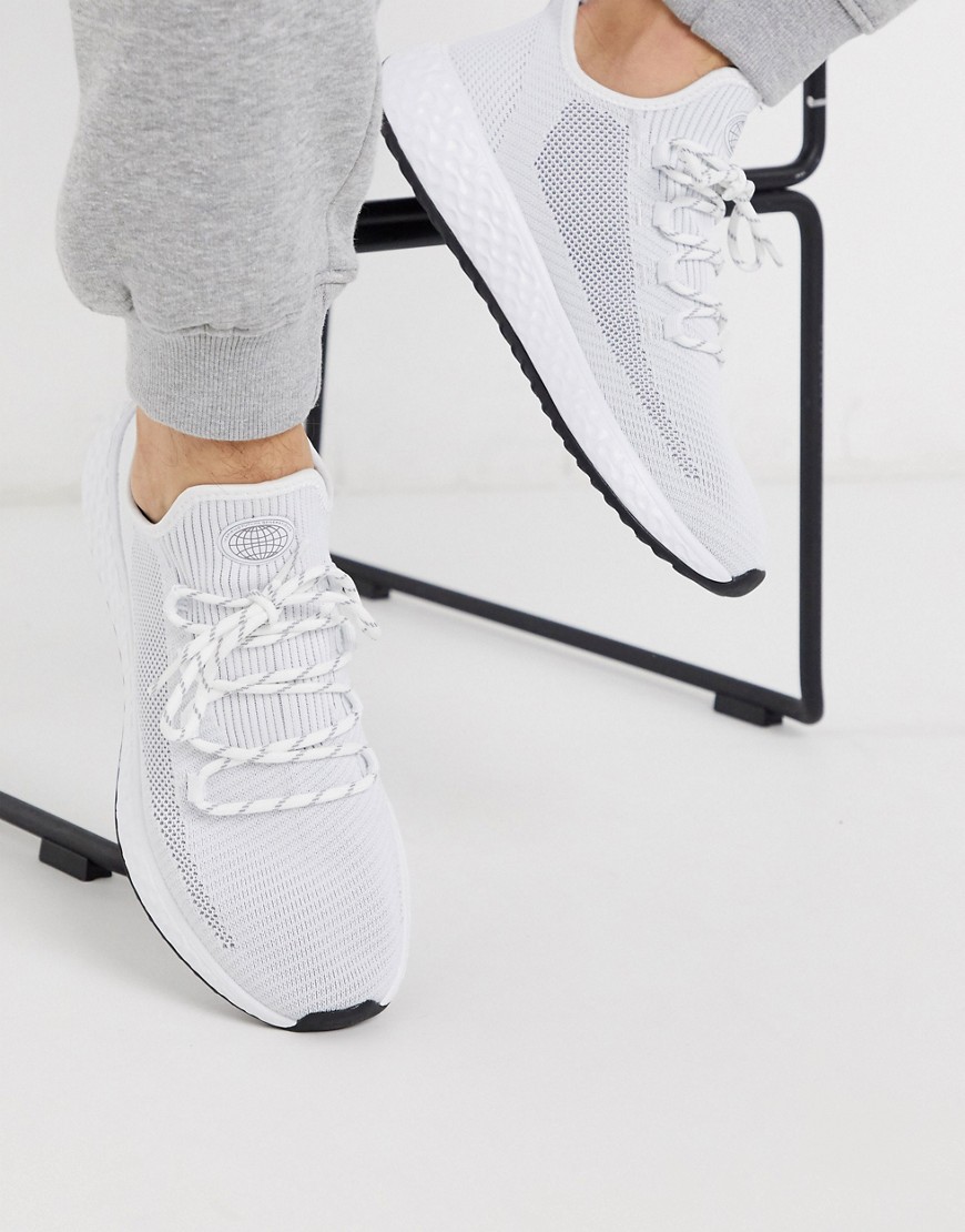 Pull&Bear - Sneakers a rete bianche-Bianco