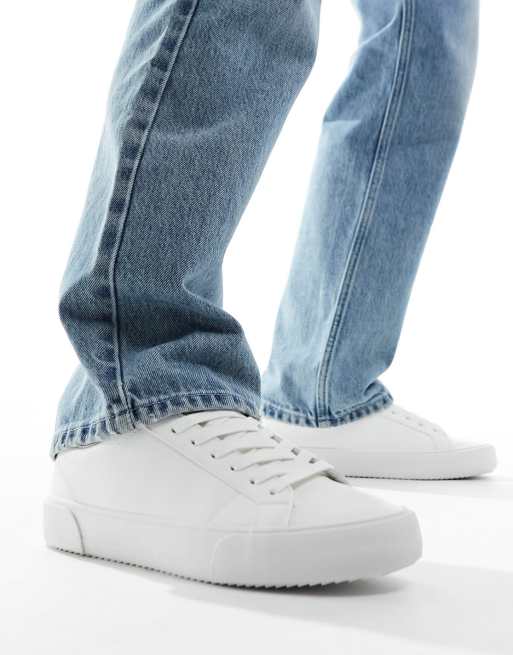 Pull&Bear - Sneakers basic stringate bianche
