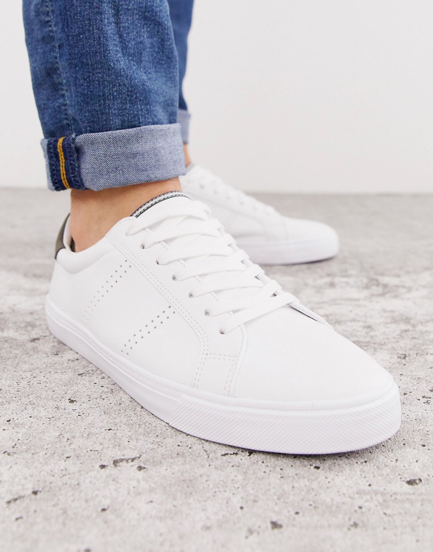Pull&Bear - Sneakers bianche con dettagli kaki-Bianco