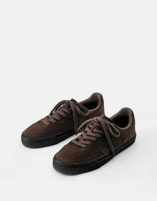 Pull&Bear sneakers casual in camoscio marroni, 2 di 4