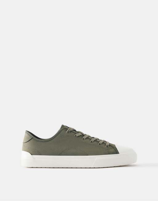 Pull&Bear - Sneakers casual kaki con dettagli