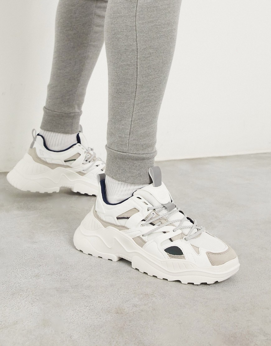 Pull&Bear - Sneakers chunky bianco sporco con pannelli a contrasto