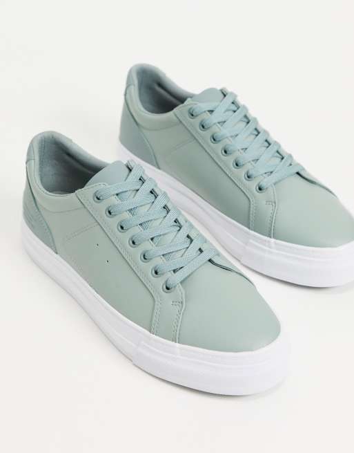 Pull&Bear sneakers in green with white sole ASOS