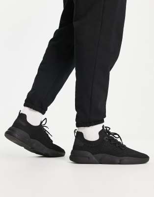 Pull&Bear - Sneakers stringate da corsa nere