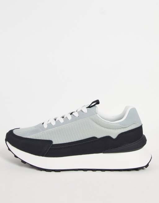 Pull&Bear - Sneakers stringate da running grigie