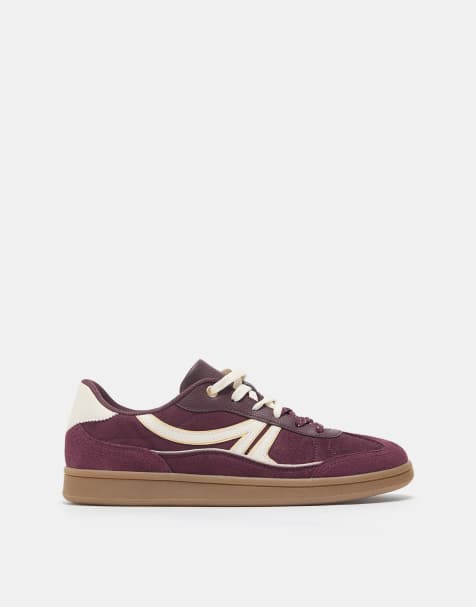 Pull&Bear - Sneakers stringate rétro bordeaux - view 1