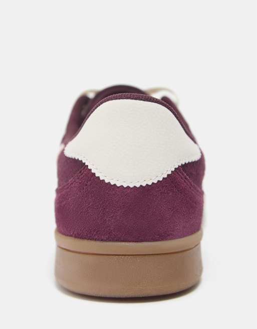 Pull&Bear - Sneakers stringate rétro bordeaux, 3 di 4