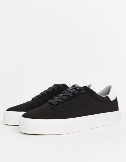 Pull&Bear sneakers with contrast sole and heel tab in black