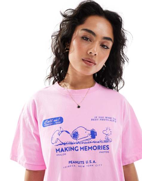 Pull&Bear Snoopy & Peanuts tee in pink - view 1
