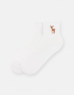 Pull & Bear - Socken in Braun mit Rehstickerei-Brown
