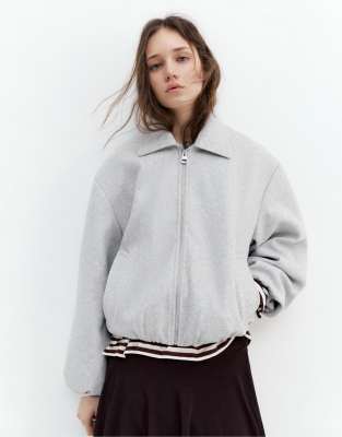 Pull & Bear Soft Balloon Jacket In Grey
