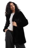 [Pull & Bear] Pull & Bear soft faux fur coat in black L BLACK