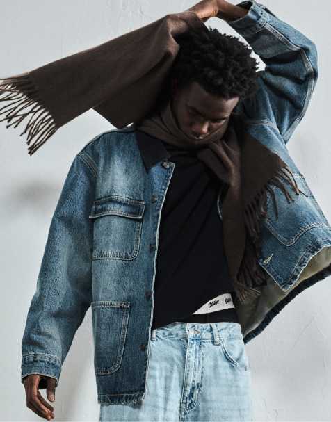 Pull&Bear Soft fringed scarf in mole brown - view 1