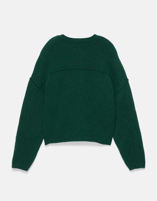 Pull&Bear Soft knit cardigan in bottle green, 7 of 7