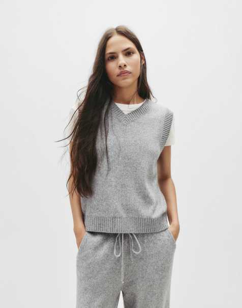 Pull&Bear Soft knit vest in medium marl - view 1