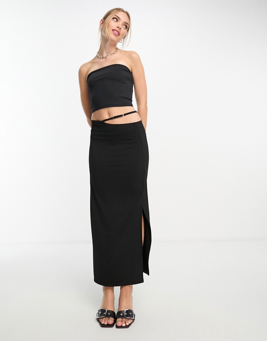 Pull & Bear soft shaping bandeau top co-ord in black