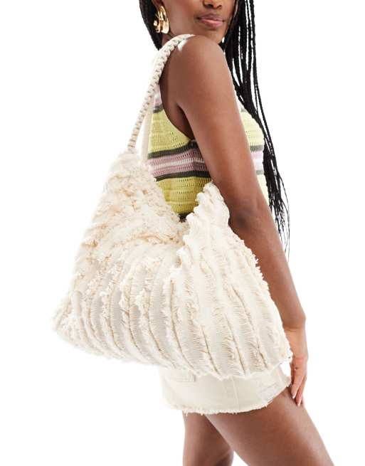 Pull&Bear soft textured beach bag in white