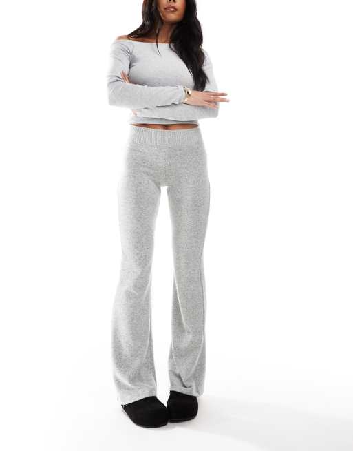 Pull&Bear soft touch flared trackies and zip up cardigan set in grey