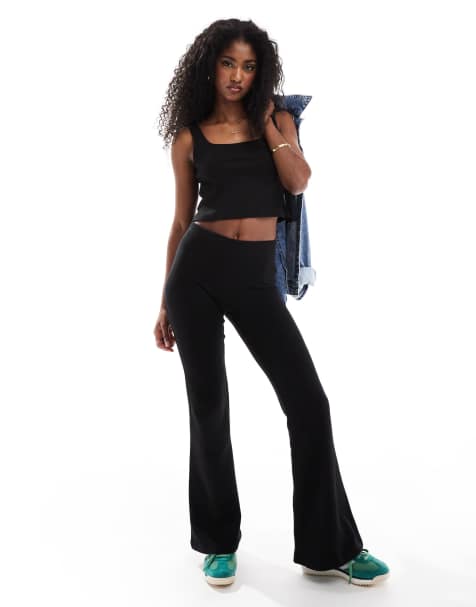 Pull&Bear soft touch flared trackies in black (part of a set) - view 1