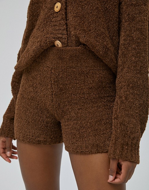 Pull&Bear soft touch lounge co-ord shorts in mocha