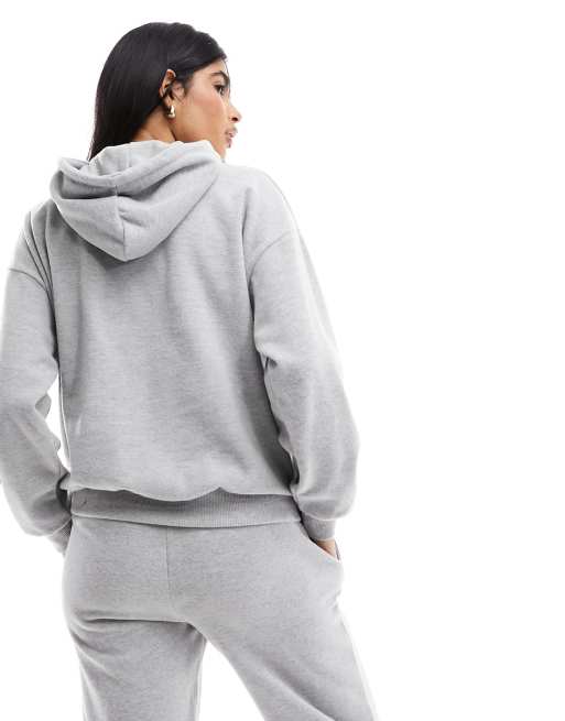 Pull Bear soft touch ribbed hoodie in gray part of a set