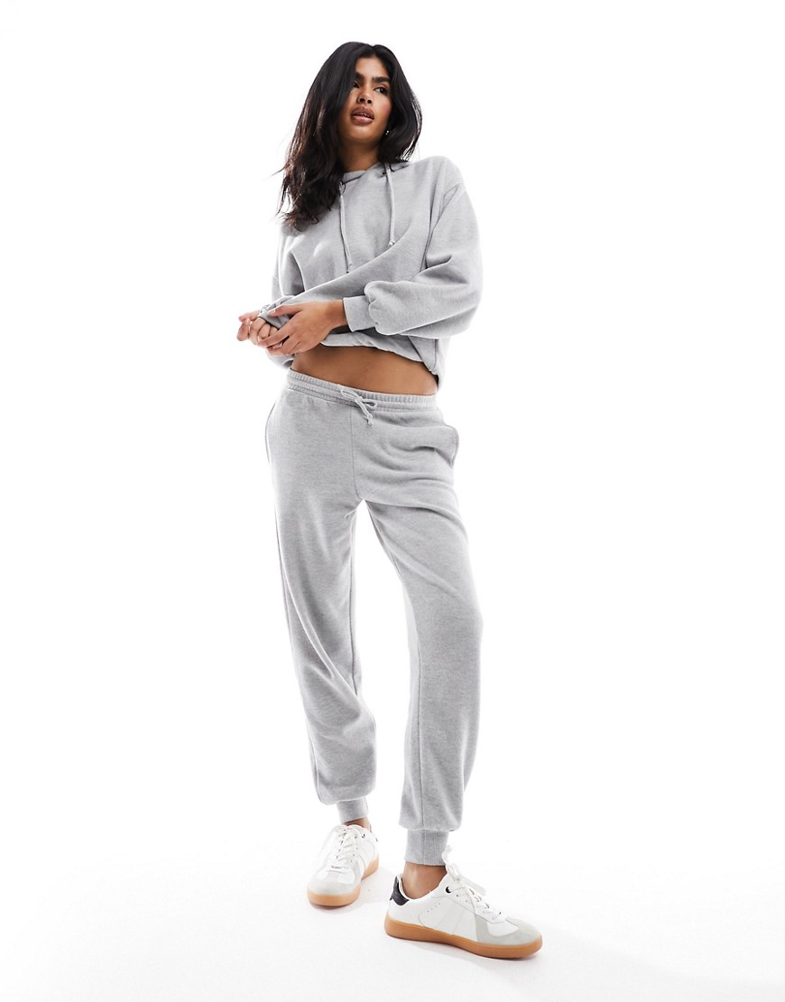 Pull & Bear soft touch ribbed jogger co-ord in grey