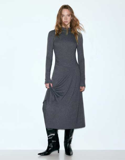 Pull&Bear Soft touch short dress in grey