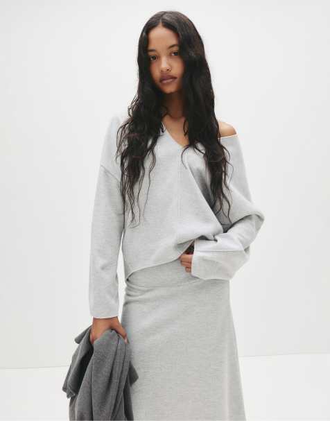Pull&Bear Soft touch sweater in grey marl - view 1