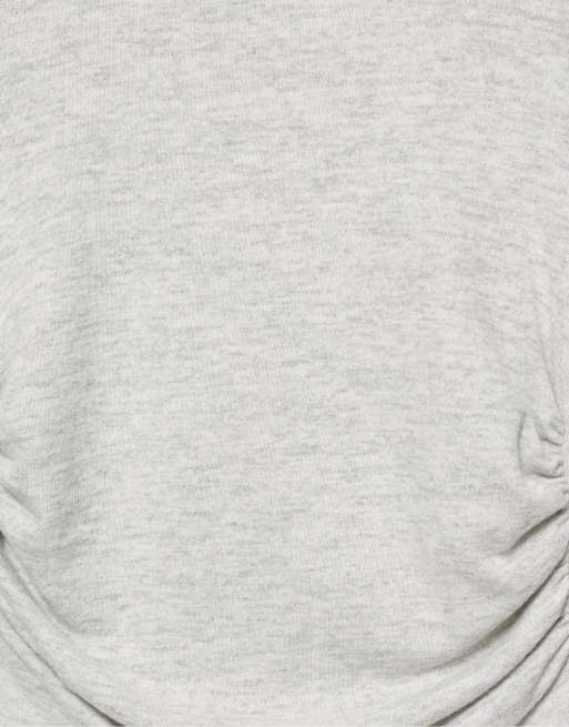 Pull&Bear Soft touch t-shirt with gathered detail in pale marl, 6 of 6