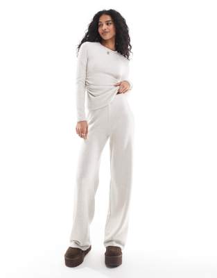 soft touch wide leg sweatpants in sand - part of a set-Neutral