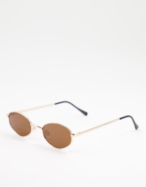 Pull&Bear – Solglasögon i geometrisk design med bruna glas