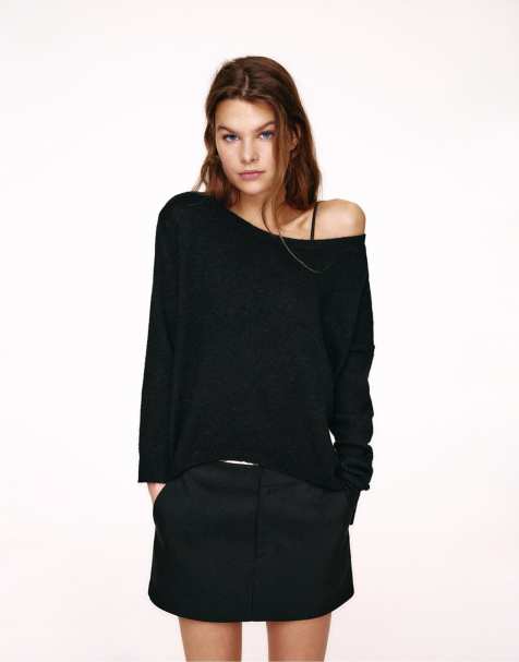 Pull&Bear - Sort asymmetrisk sweater - view 1