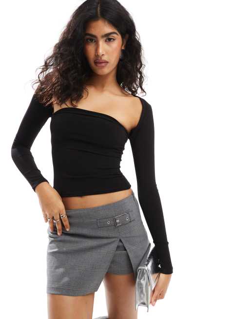 Pull&Bear - Sort bandeau-overdel med lange ærmer