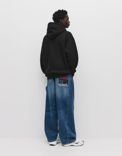 Pull&Bear - Sort basis-hættetrøje, 3 af 4