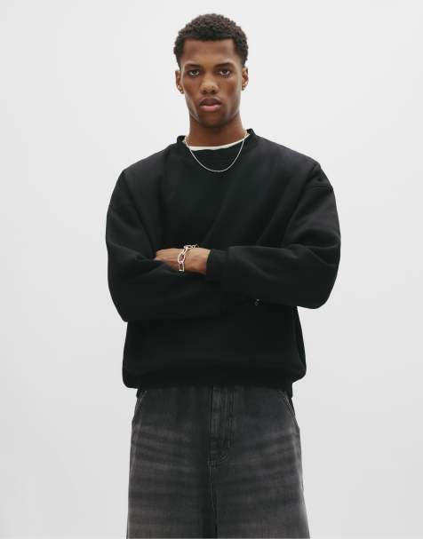 Pull&Bear - Sort basis-sweatshirt med firkantet pasform - view 1