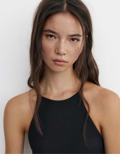 Pull&Bear - Sort bodystocking med halterneck og stropper, 3 af 4