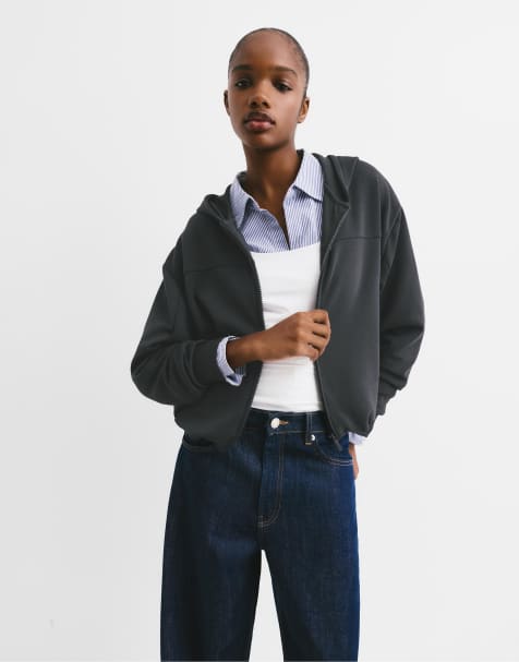 Pull&Bear - Sort hættetrøje med ballonform - view 1