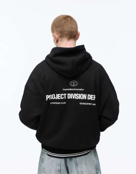 Pull&Bear - Sort hættetrøje med lynlås - view 1