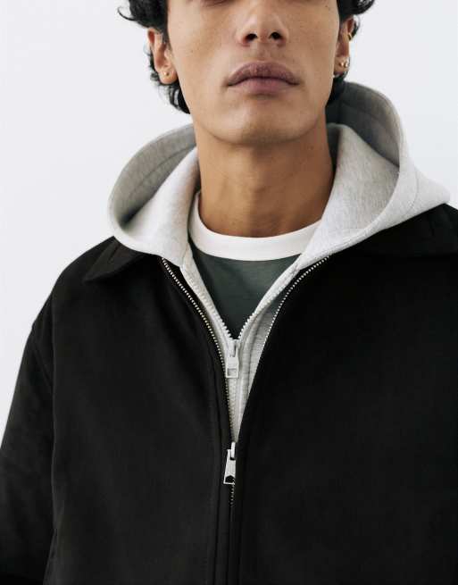Pull&Bear - Sort jakke i imiteret ruskind, 3 af 7