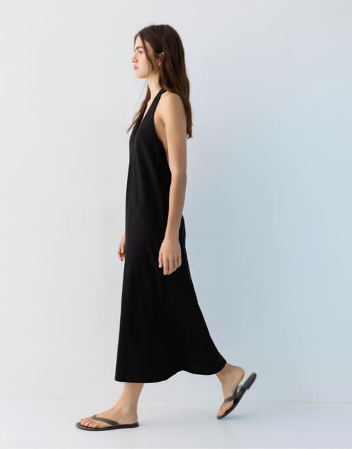 Pull&Bear - Sort midikjole med halterneck, 2 af 4