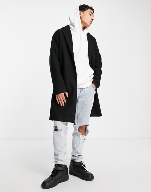 Pull&Bear - Sort overfrakke