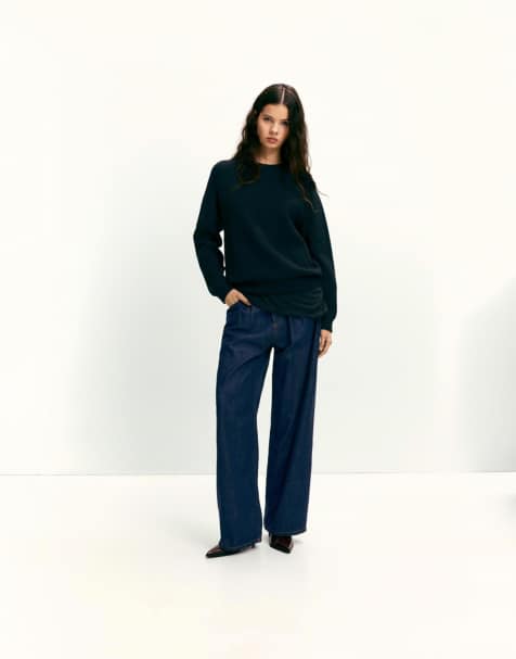 Pull&Bear - Sort oversized sweater med rund hals - view 1