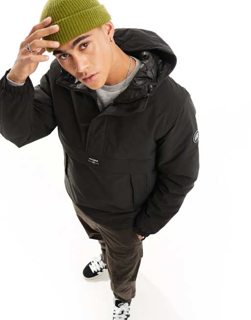 Pull&Bear - Sort pullover-jakke med lomme fortil