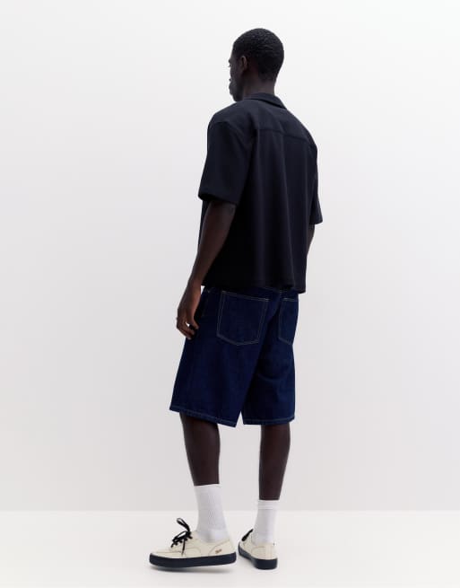Pull&Bear - Sort skjorte med korte ærmer i frotté, 2 af 4