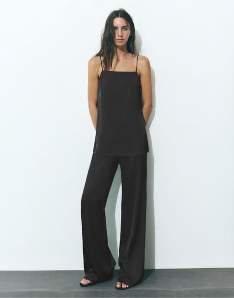 Pull&Bear - Sort sæt i satin - view 1