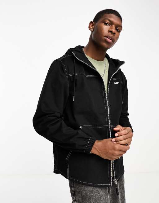 Pull&Bear - Sort STWD-jakke med kontrasterende sømme